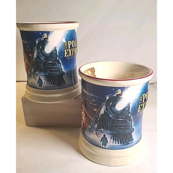 NEW Set Of 2  The Polar Express Warner Bros. Large 3D Train Mug Cups Christmas - Picture 3 of 6